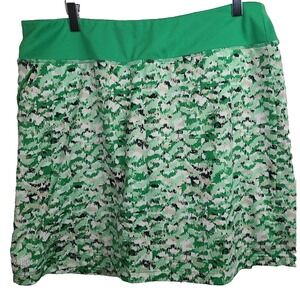 Chase 54 Athletic Skort Womens 12 Green Animal Print Pull On Golf Granola Girl